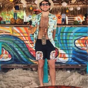 Kenny Flowers the Mane Attraction Swim Trunks Size XXL